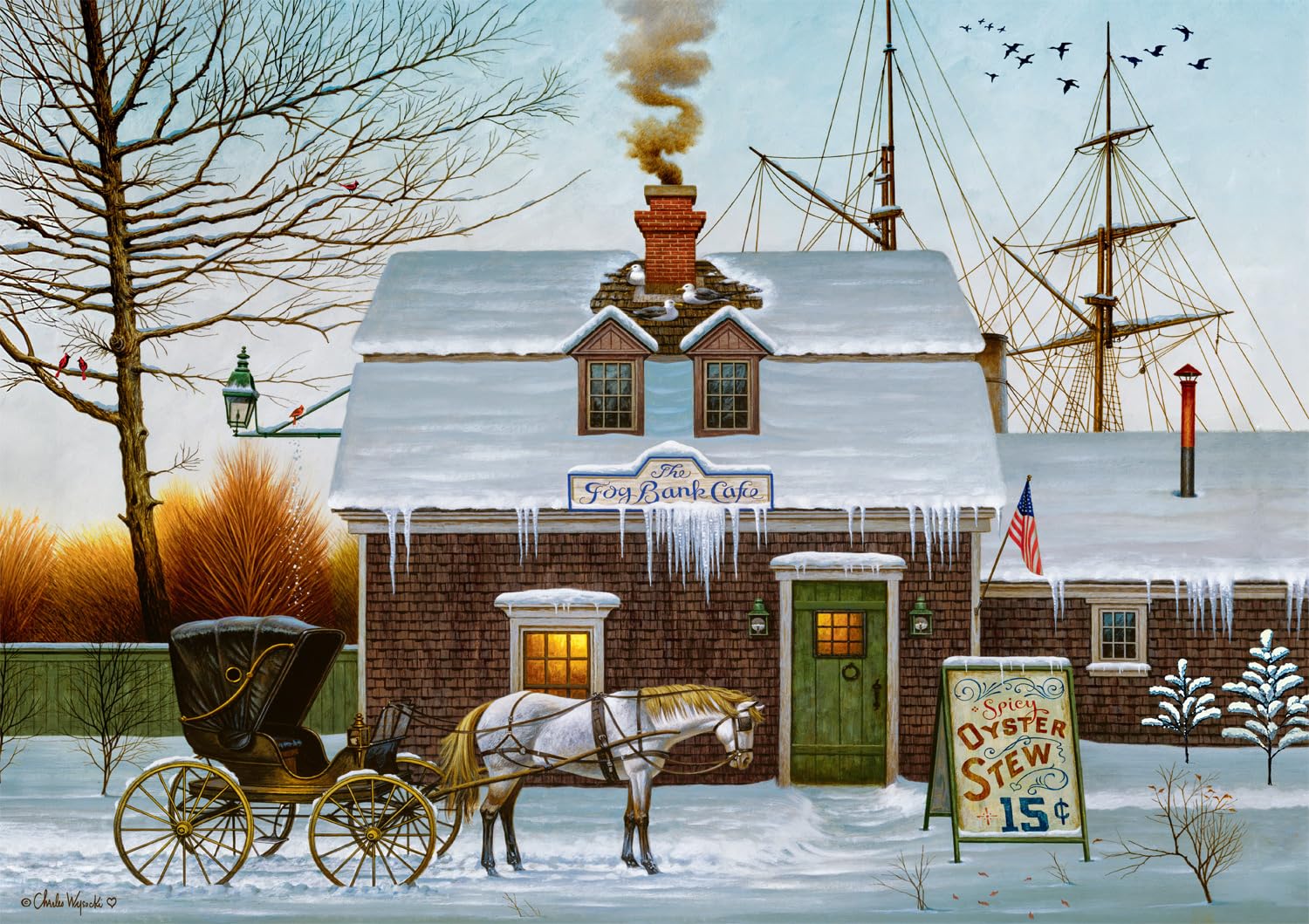 Foto 2 | Rompecabezas Buffalo Games Charles Wysocki Belly Warmers - Venta Internacional