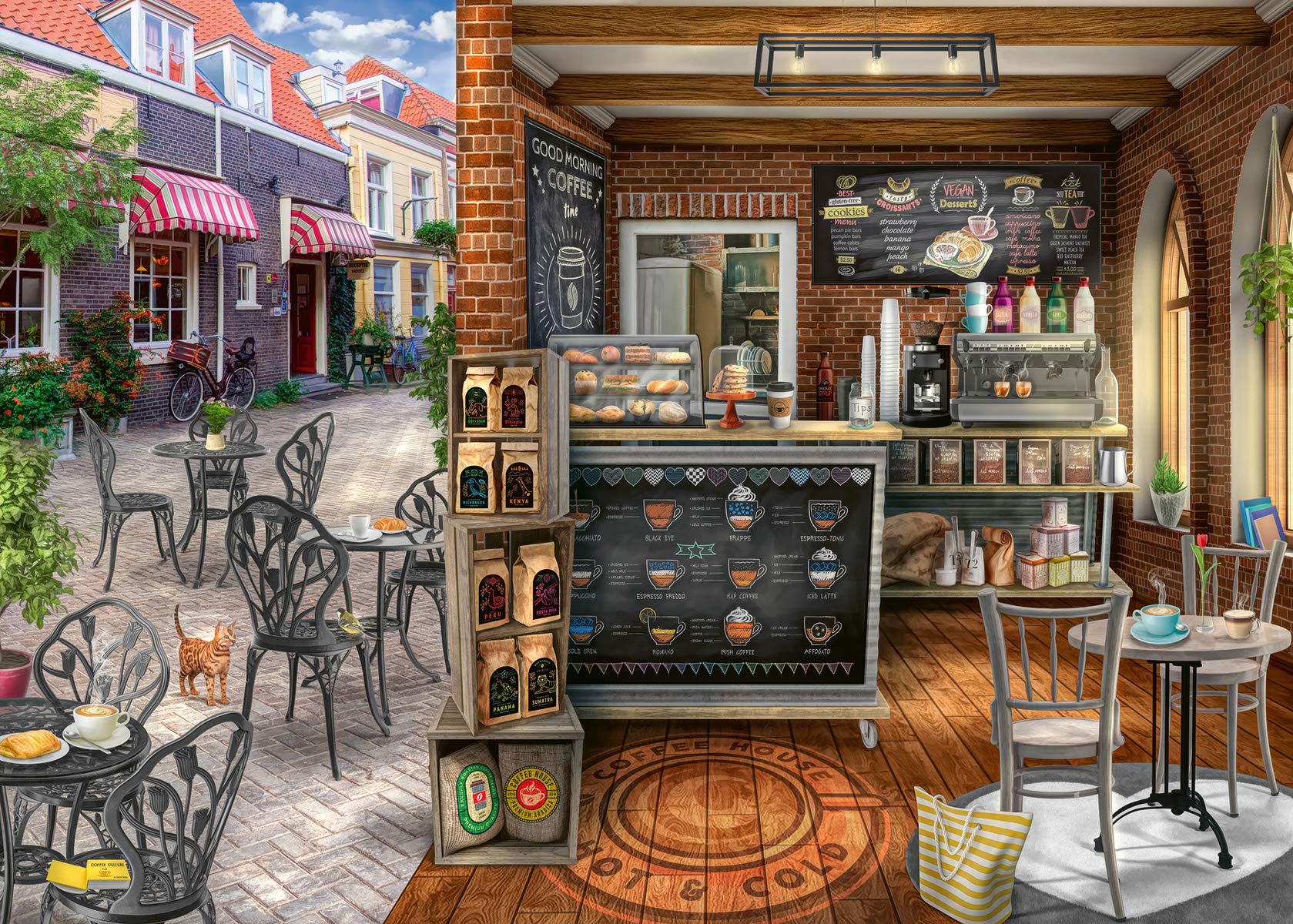 Foto 2 pulgar | Rompecabezas Ravensburger Quaint Café 1000 Piezas - Venta Internacional.
