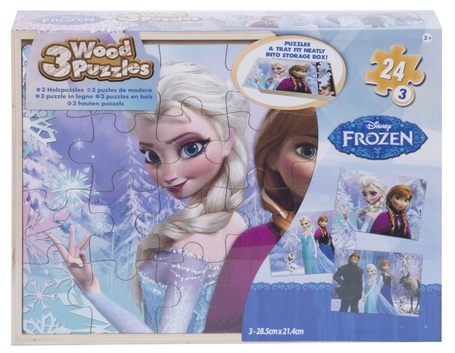 Set De Rompecabezas Frozen Disney 5 Wood Con Caja De Almacenamiento De Madera - Venta Internacional.