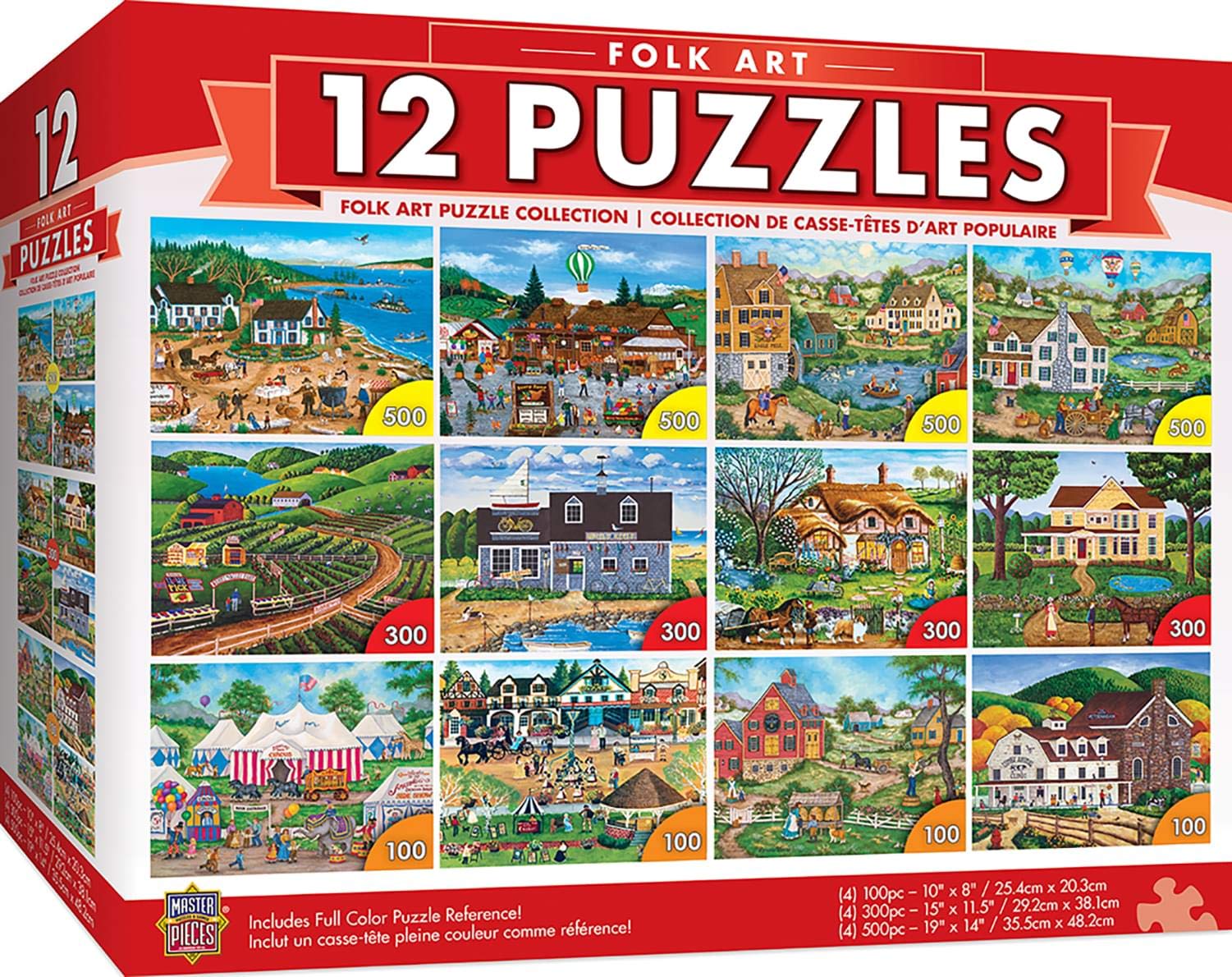 Rompecabezas Masterpieces Folk Art, Paquete De 12 Unidades - Venta Internacional.