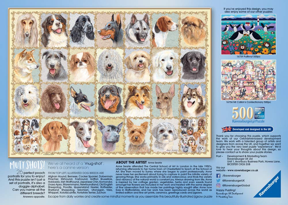 Foto 2 | Rompecabezas Ravensburger Mutt Shots De 500 Piezas Para Mayores De 10 Años - Venta Internacional.