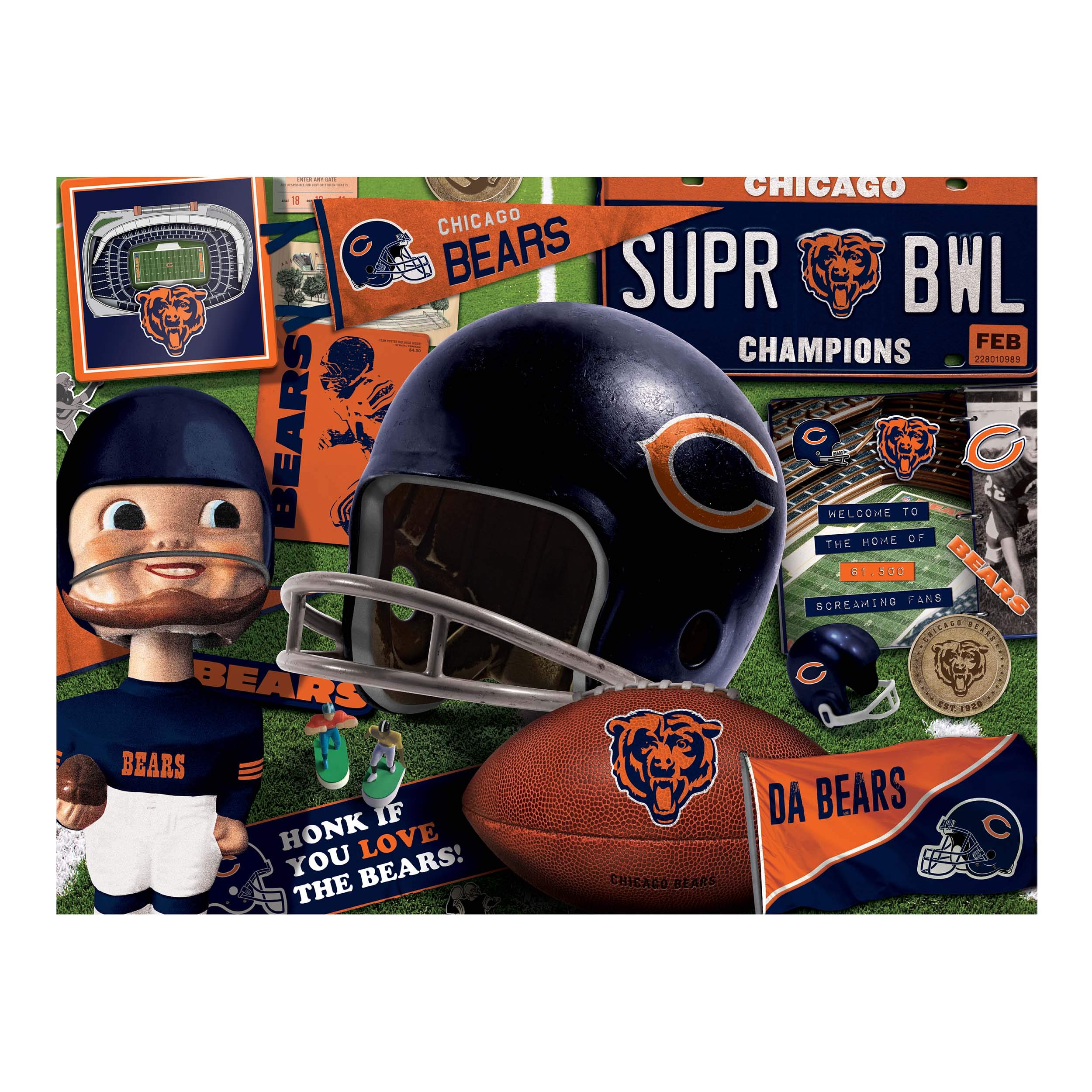 Foto 4 pulgar | Puzzle Youthefan Nfl Chicago Bears Retro Series, 500 Piezas - Venta Internacional.