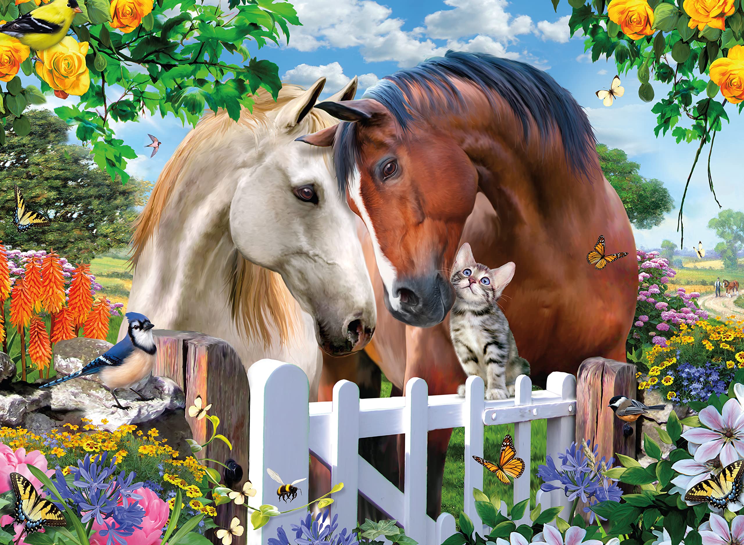 Rompecabezas Ceaco Howard Robinson Garden Gate Friends, 100 Unidades - Venta Internacional.