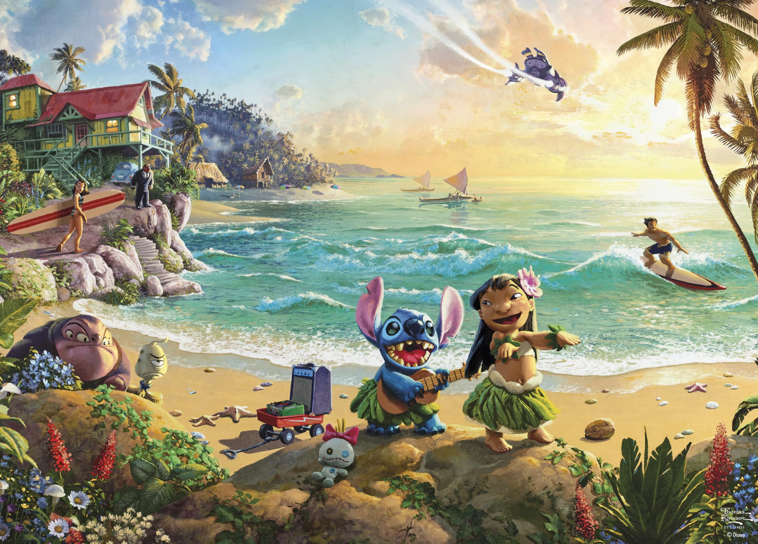 Rompecabezas Ceaco Thomas Kinkade Disney Lilo And Stitch 1000 Unidades - Venta Internacional.