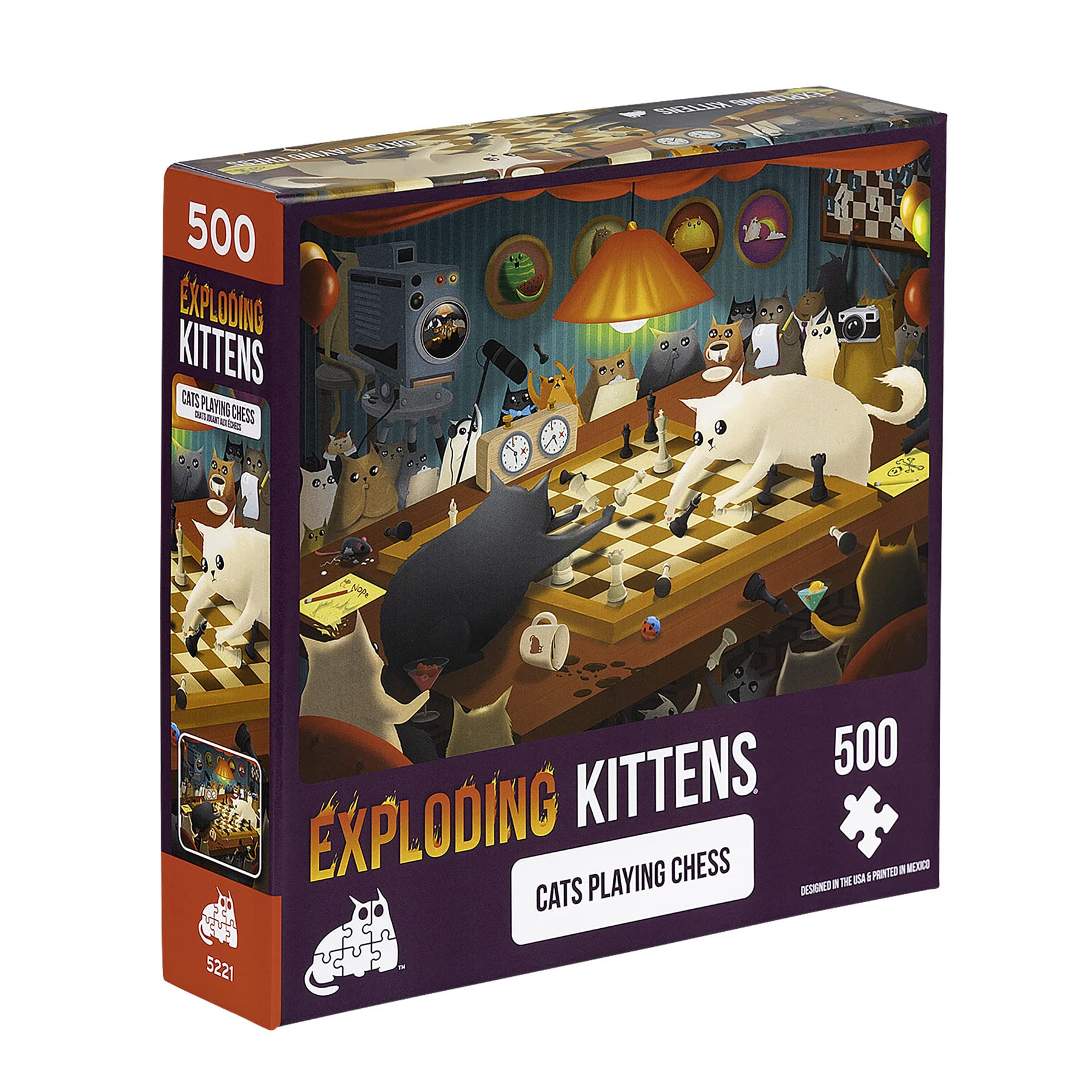 Puzle Exploding Kittens Cats Playing Chess 500 Piezas - Venta Internacional.
