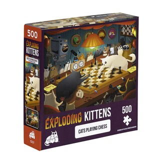 Foto 1 | Puzle Exploding Kittens Cats Playing Chess 500 Piezas - Venta Internacional.