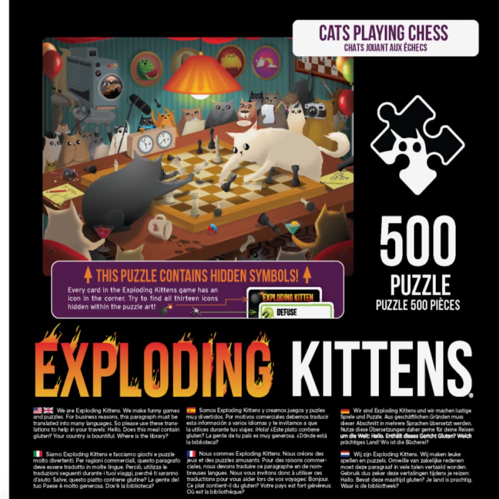 Foto 3 pulgar | Puzle Exploding Kittens Cats Playing Chess 500 Piezas - Venta Internacional.