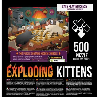 Foto 2 | Puzle Exploding Kittens Cats Playing Chess 500 Piezas - Venta Internacional.