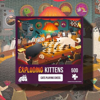 Foto 3 | Puzle Exploding Kittens Cats Playing Chess 500 Piezas - Venta Internacional.
