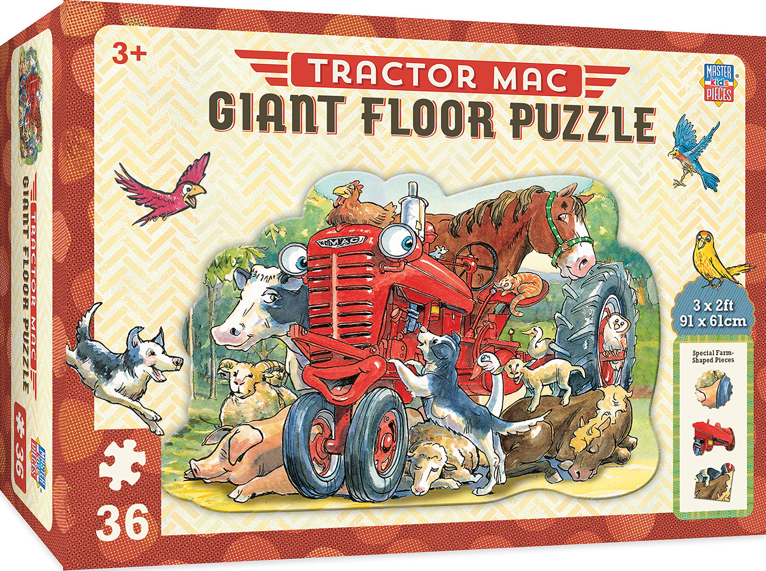 Rompecabezas De Suelo Masterpieces Tractor Mac Farm 36 Piezas Para Niños - Venta Internacional.