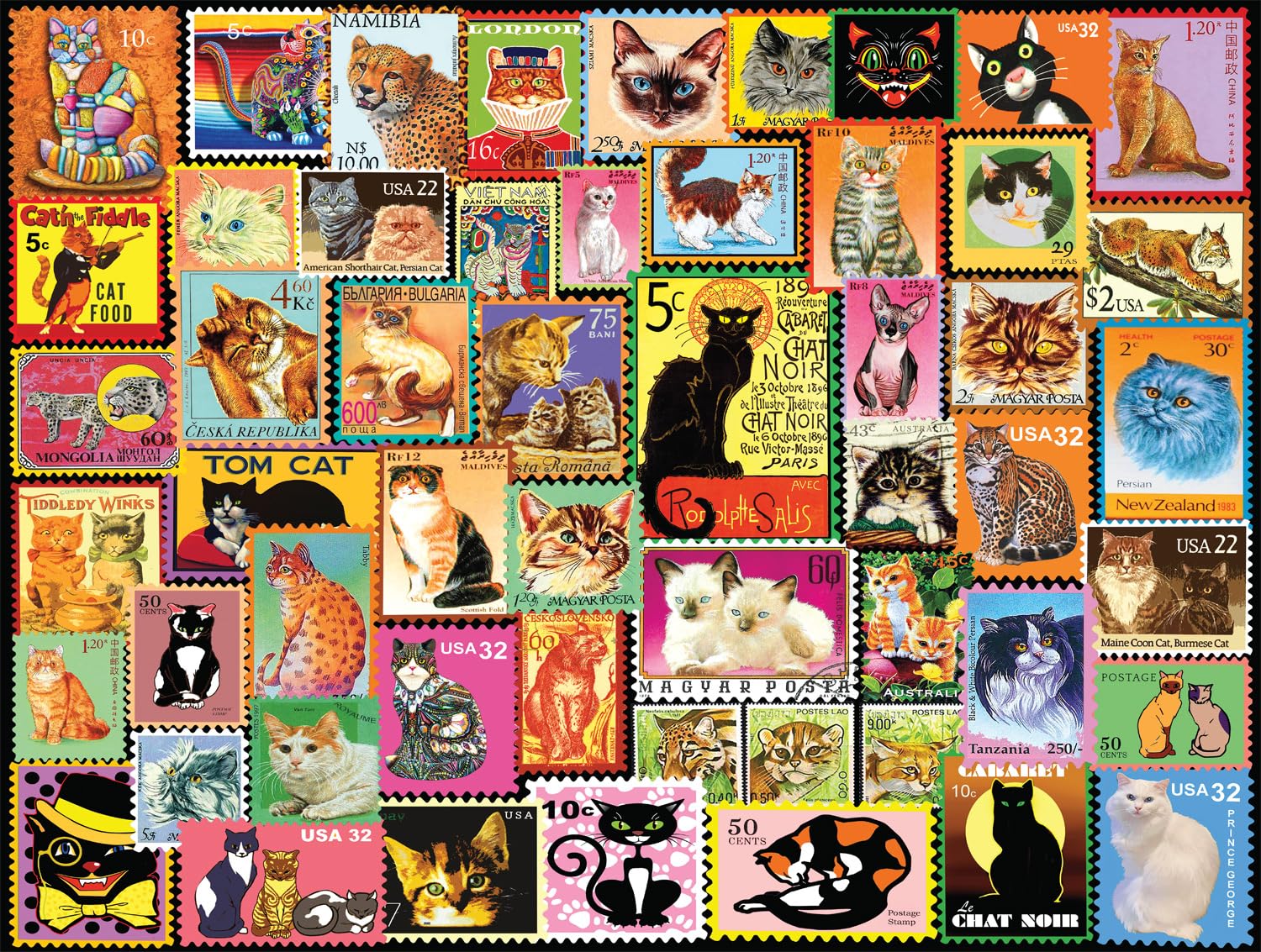 Rompecabezas Buffalo Games Cats On Stamps, 750 Piezas - Venta Internacional.