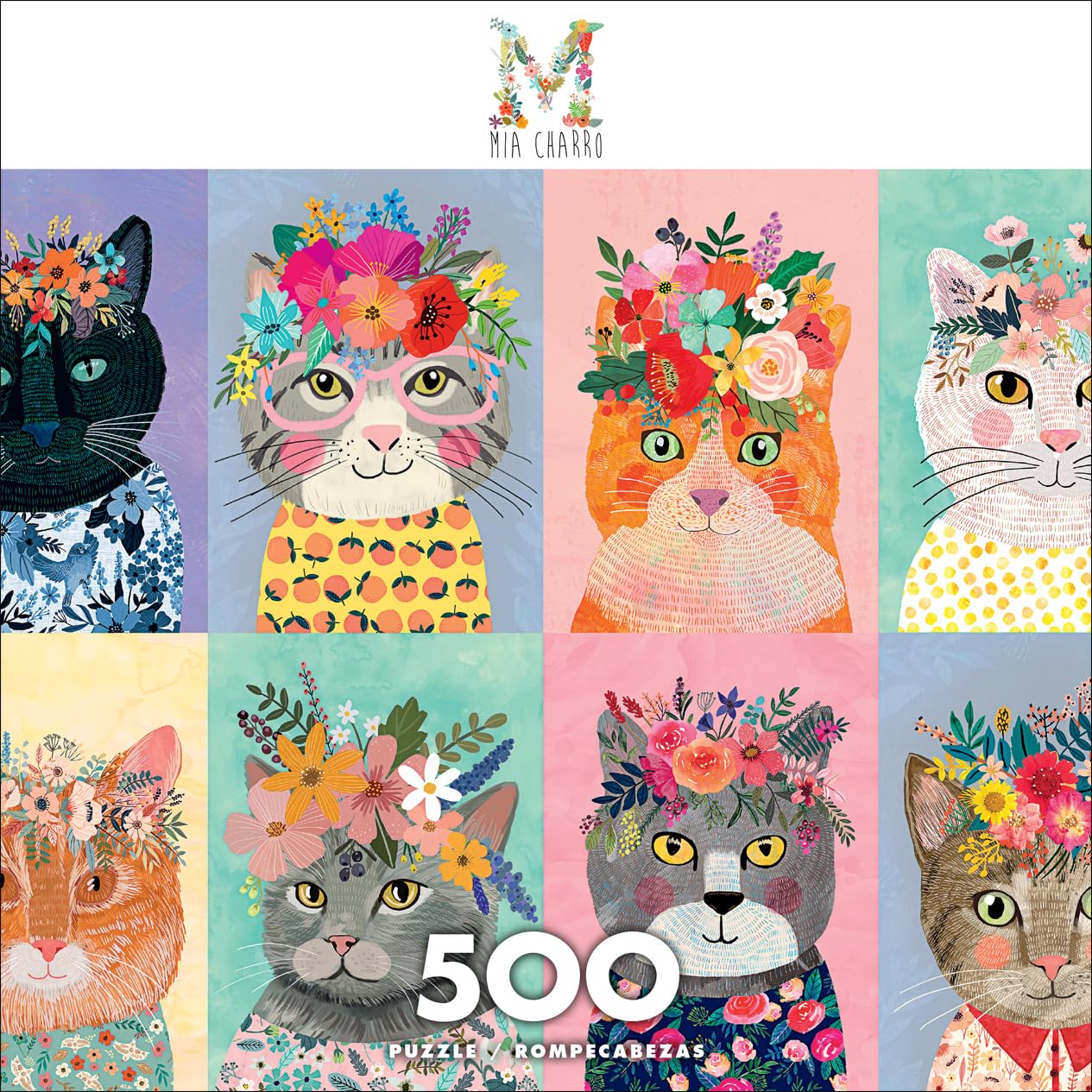 Foto 2 | Rompecabezas Buffalo Games Mia Charro Coloridas Coronas De Gatos, 500 Peniques - Venta Internacional.