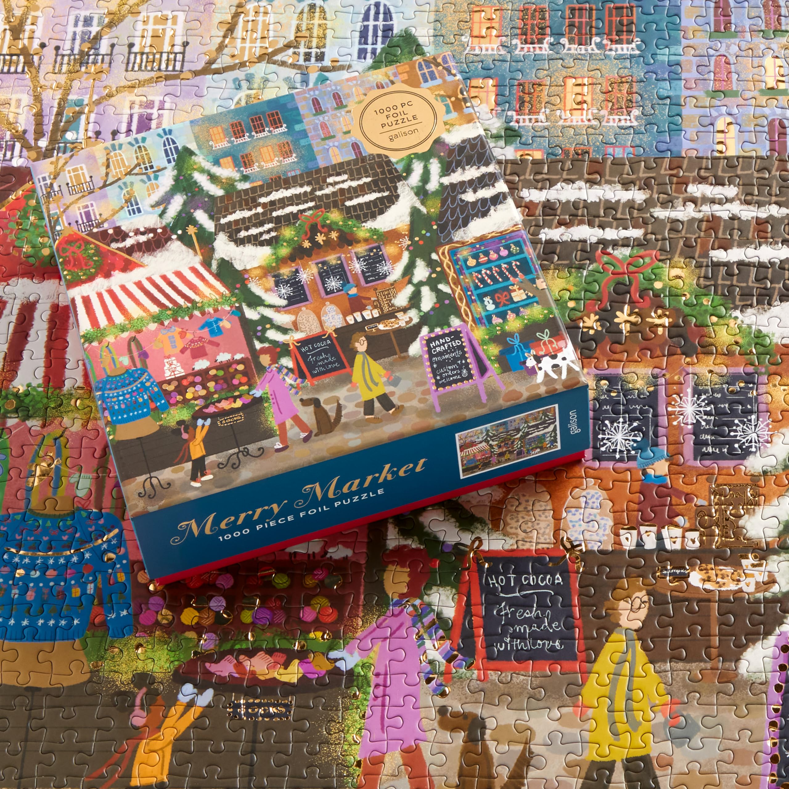 Foto 5 | Rompecabezas Galison Merry Market 1000 Piezas Foil Joy - Venta Internacional.