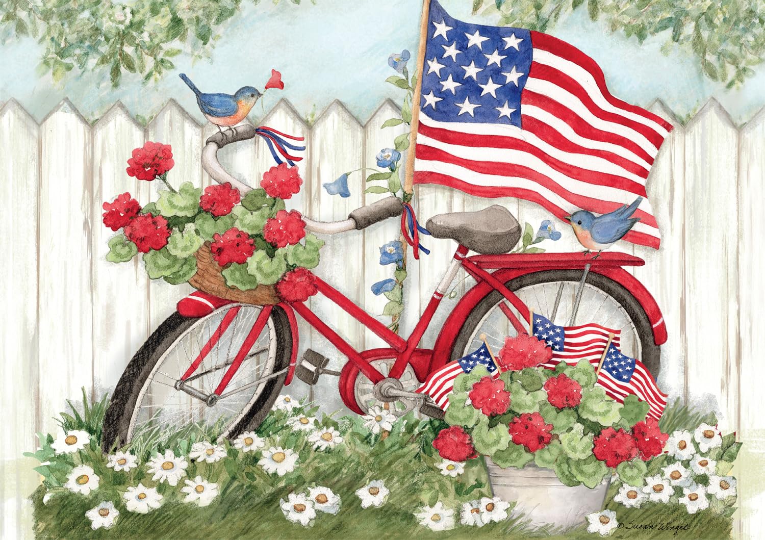 Rompecabezas Buffalo Games Susan Winget Rojo, Blanco Y Bicicleta - Venta Internacional.