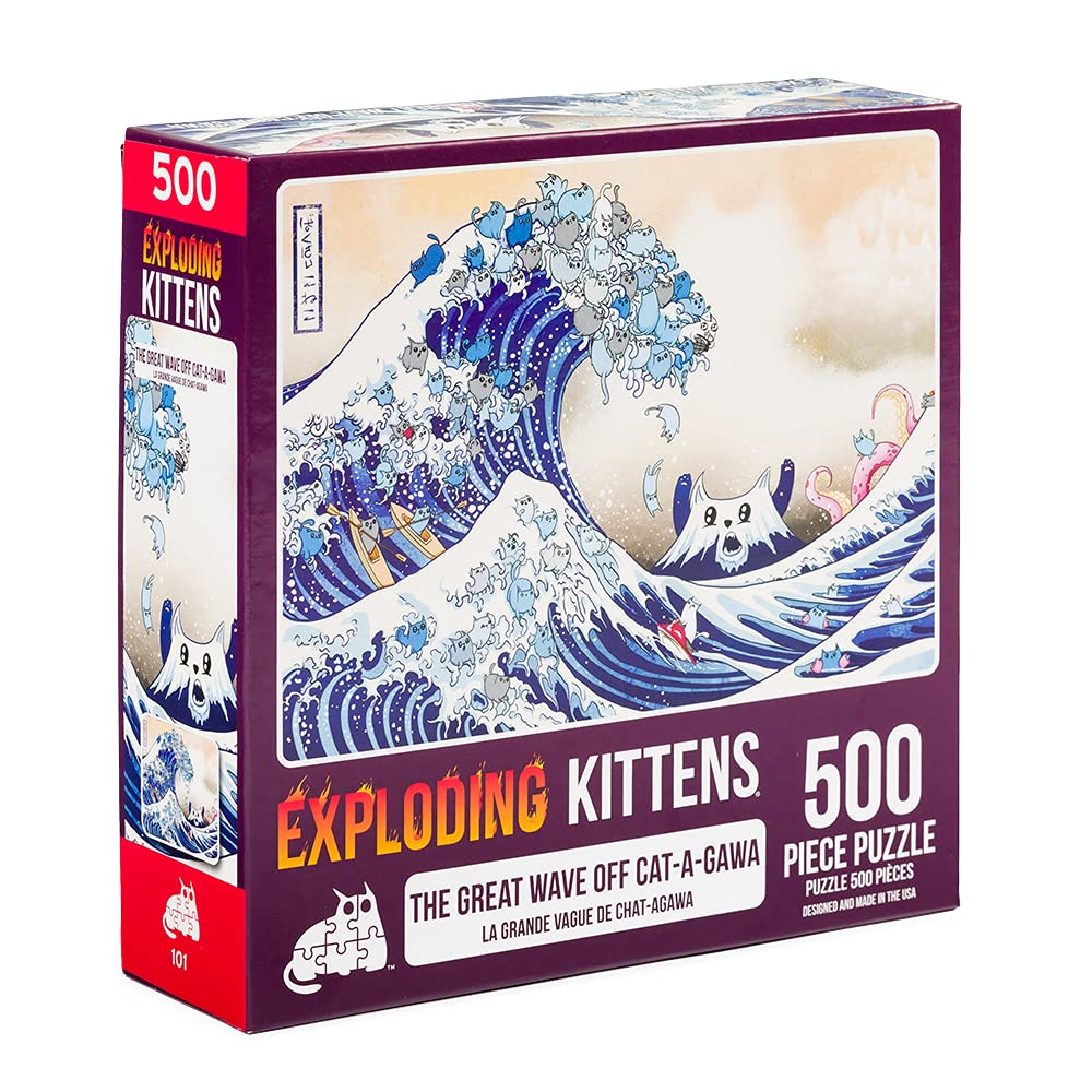 Rompecabezas Exploding Kittens Great Wave, 500 Piezas - Venta Internacional.
