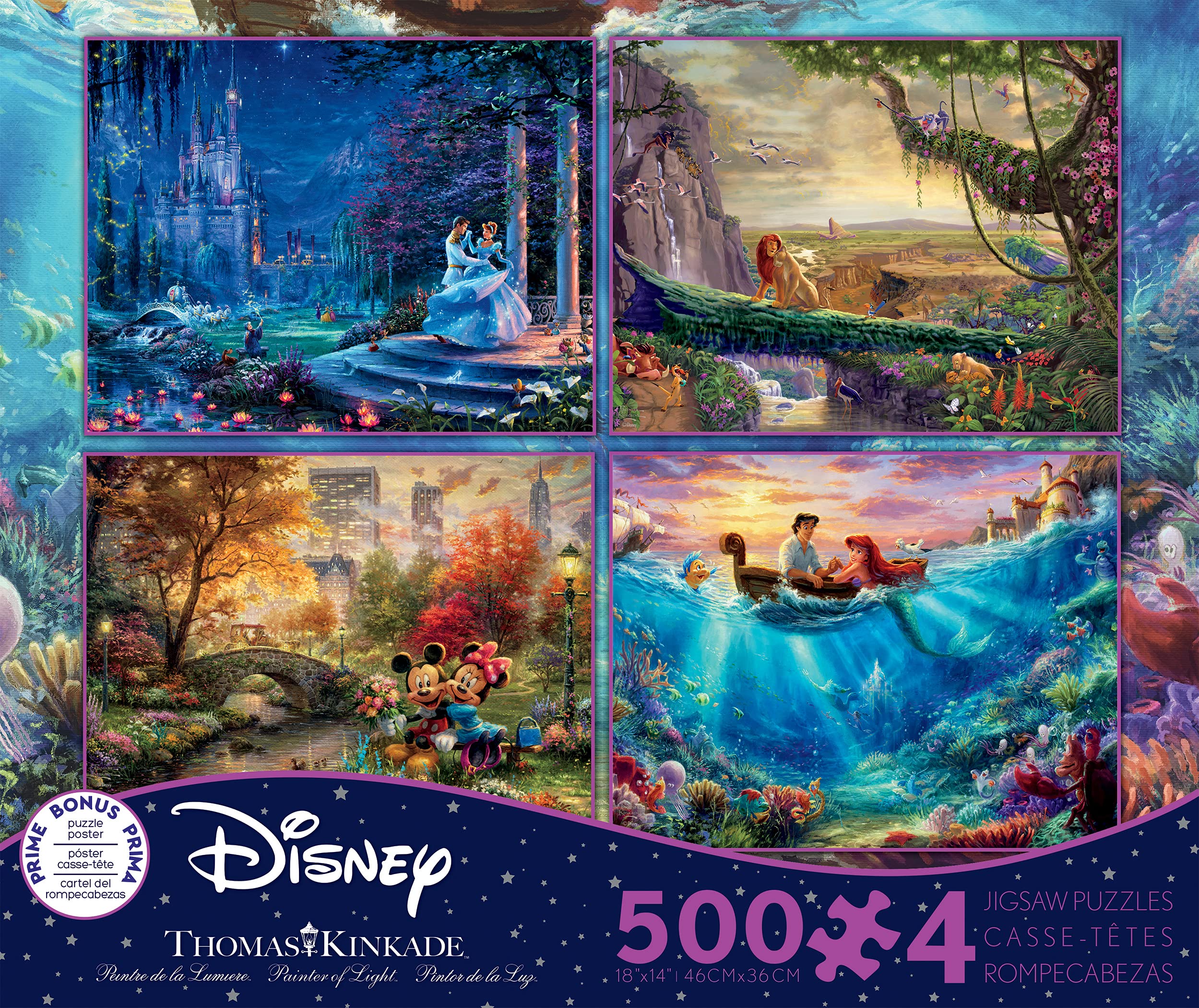 Rompecabezas Ceaco 4 En 1 Thomas Kinkade Disney 500 Piezas - Venta Internacional.