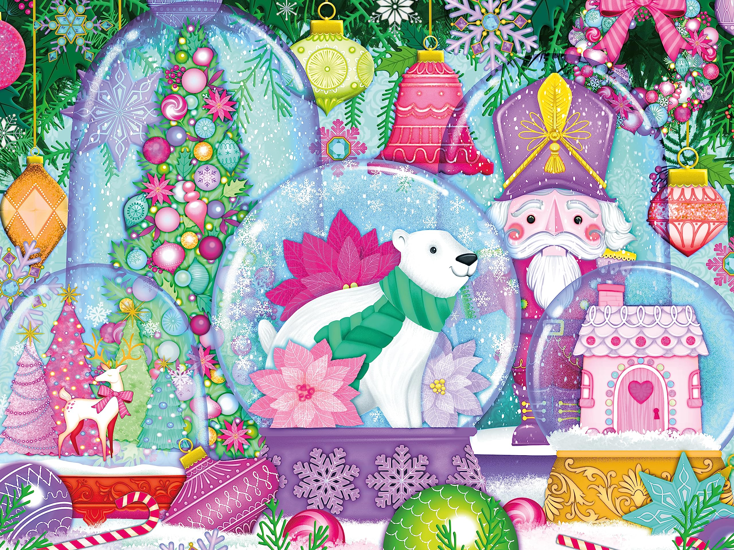 Rompecabezas Ceaco Holiday Snow Globes 300 Piezas - Venta Internacional.