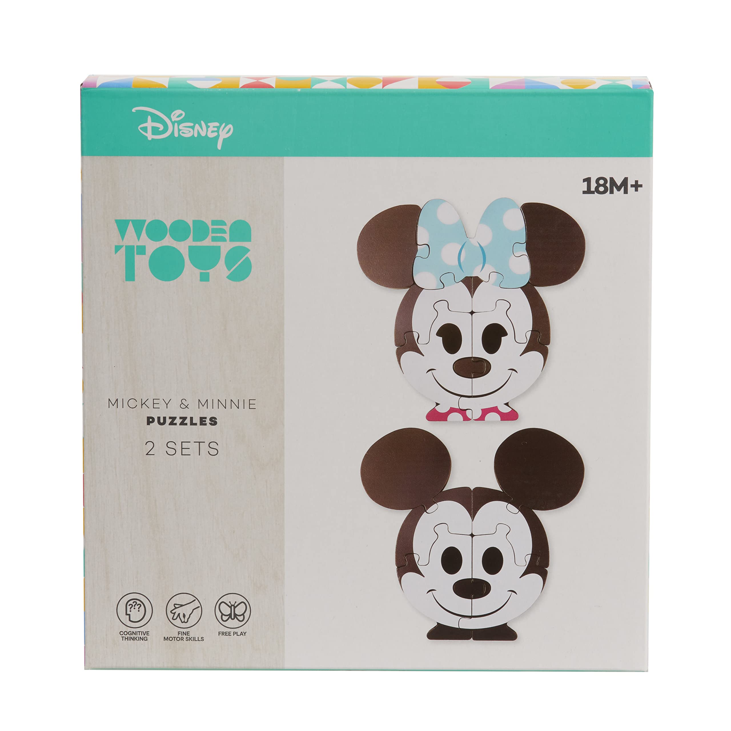 Foto 3 | Puzles De Madera Just Play Disney Mickey & Minnie De 13 Piezas - Venta Internacional.