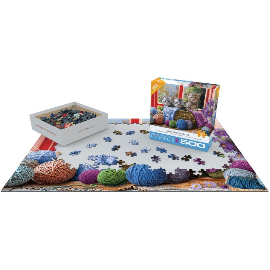 Foto 3 | Rompecabezas Eurographics Knittin' Kittens 500 Piezas - Venta Internacional.
