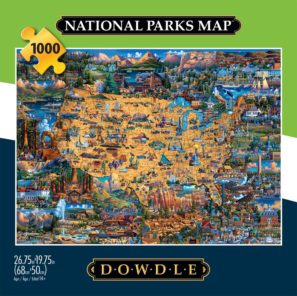 Foto 3 pulgar | Rompecabezas Buffalo Games Dowdle National Parks Map 1000 Unidades - Venta Internacional.