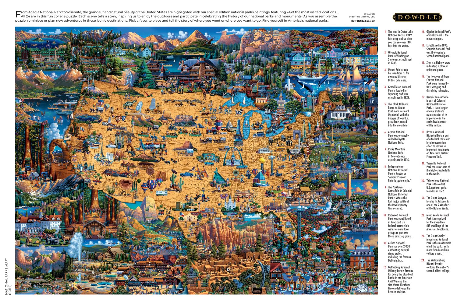 Foto 5 | Rompecabezas Buffalo Games Dowdle National Parks Map 1000 Unidades - Venta Internacional.