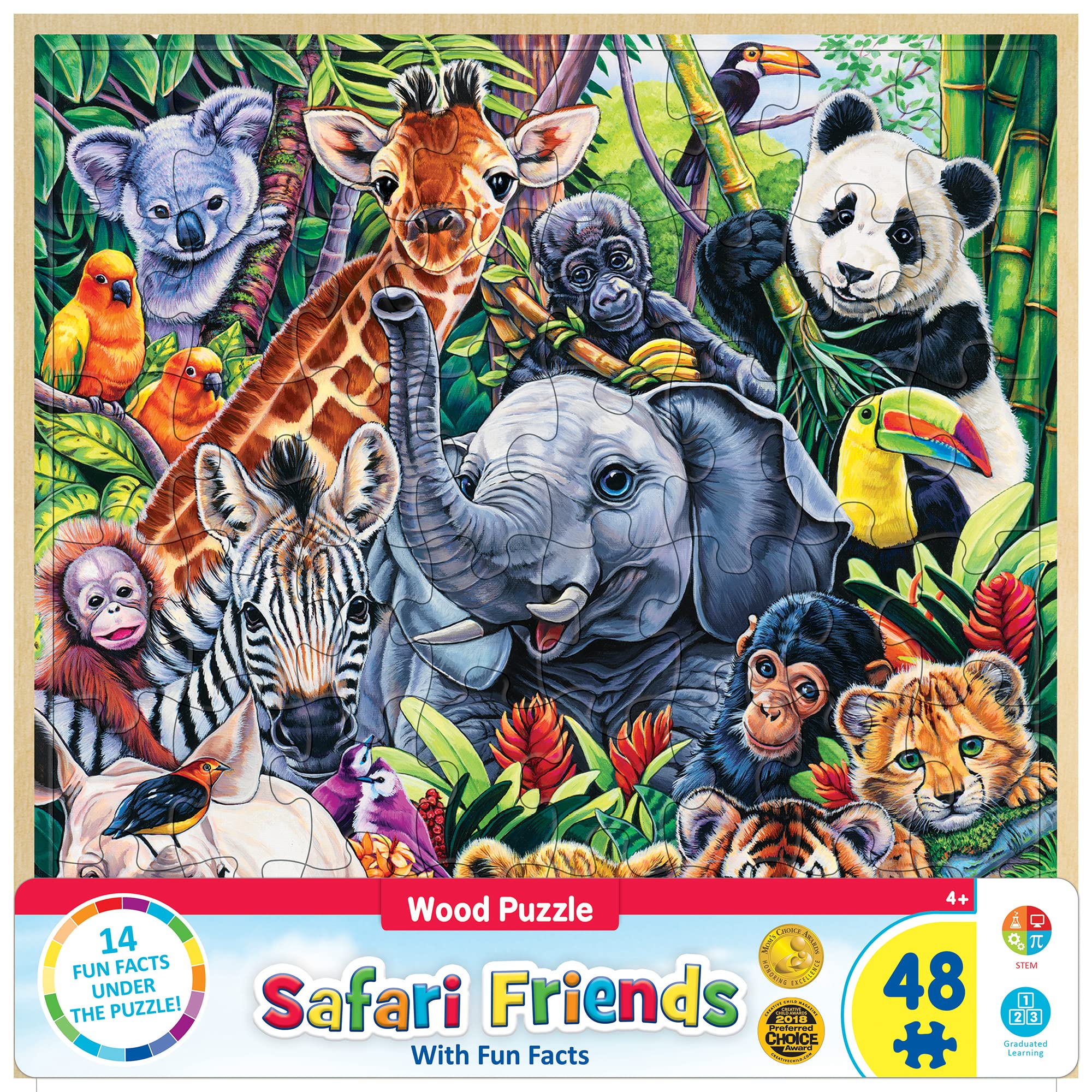 Rompecabezas Masterpieces Fun Facts Safari Friends, 48 Piezas - Venta Internacional.