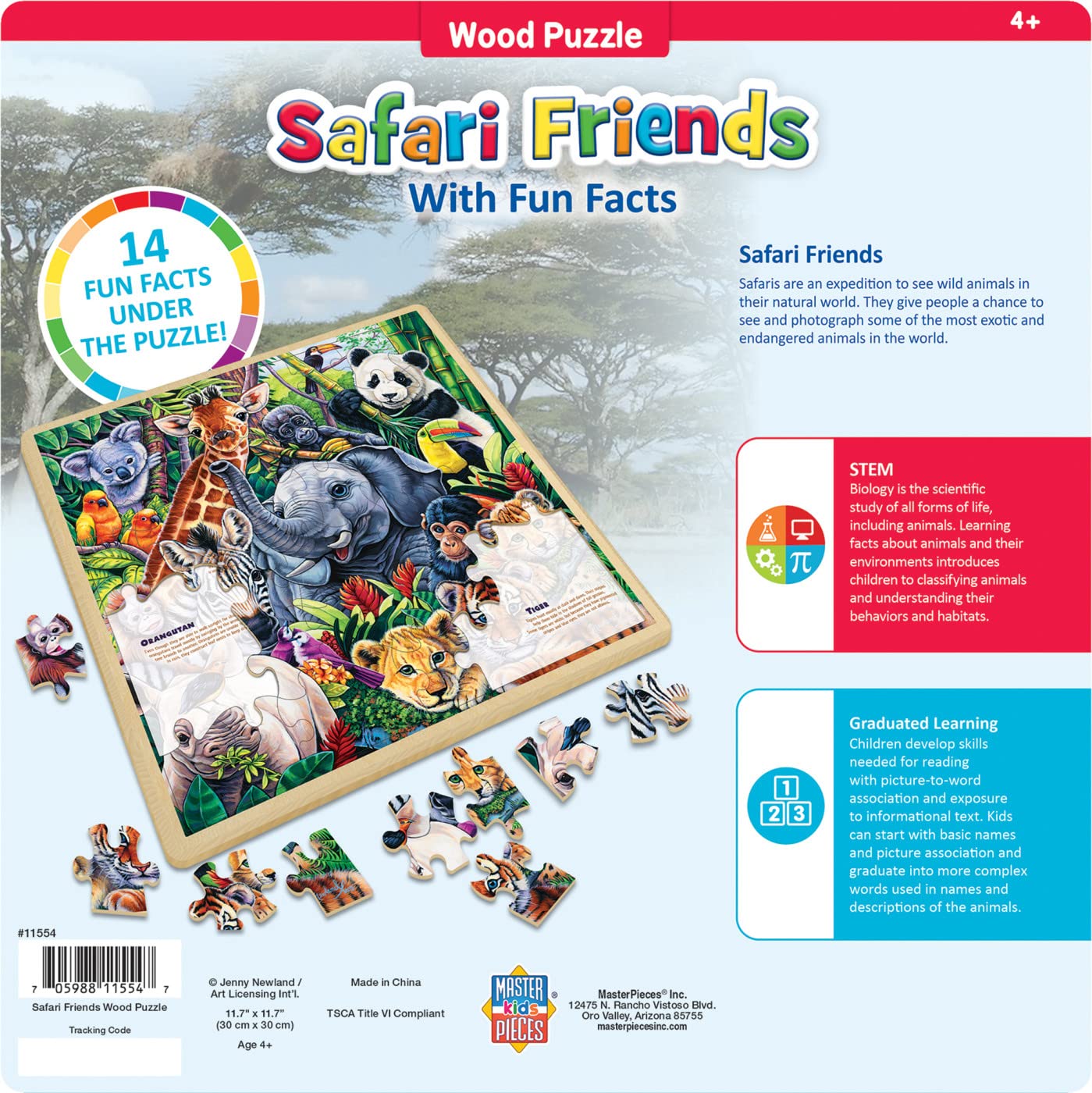 Foto 4 pulgar | Rompecabezas Masterpieces Fun Facts Safari Friends, 48 Piezas - Venta Internacional.
