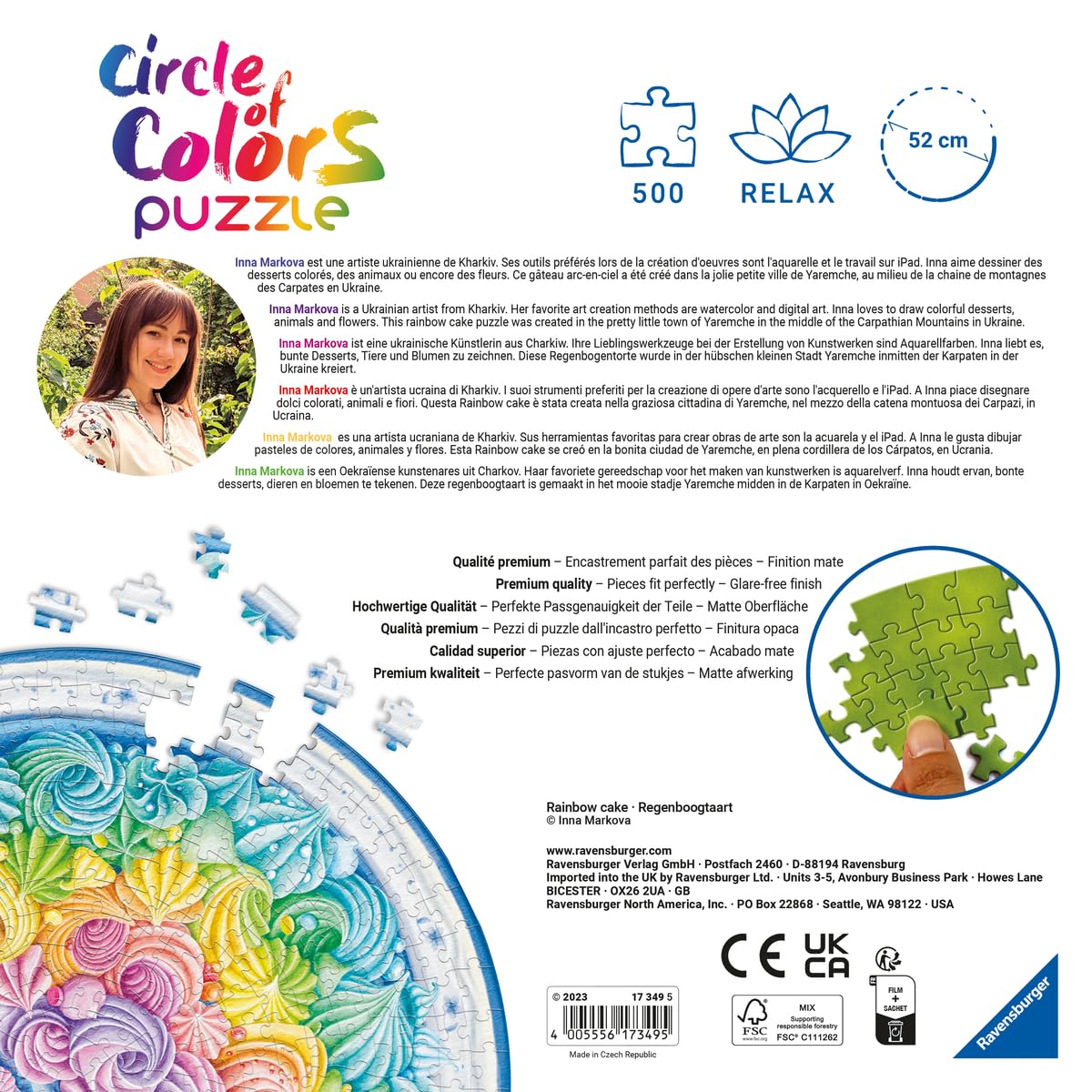 Foto 4 pulgar | Rompecabezas Ravensburger Circle Of Colors Rainbow Cake, 500 Unidades - Venta Internacional.