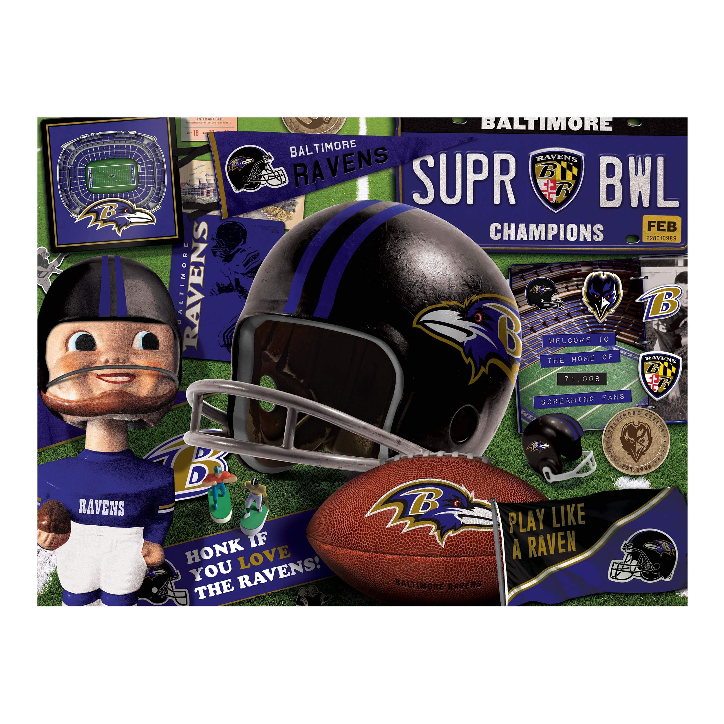 Foto 4 pulgar | Puzzle Youthefan Nfl Baltimore Ravens Retro De 500 Piezas - Venta Internacional.