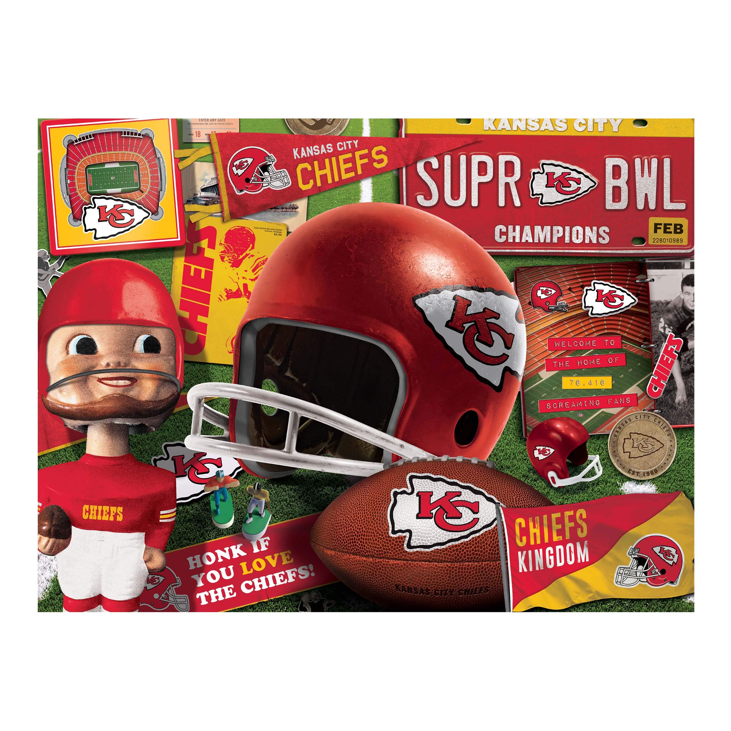 Foto 4 pulgar | Puzzle Youthefan Nfl Kansas City Chiefs Retro, 500 Piezas - Venta Internacional.