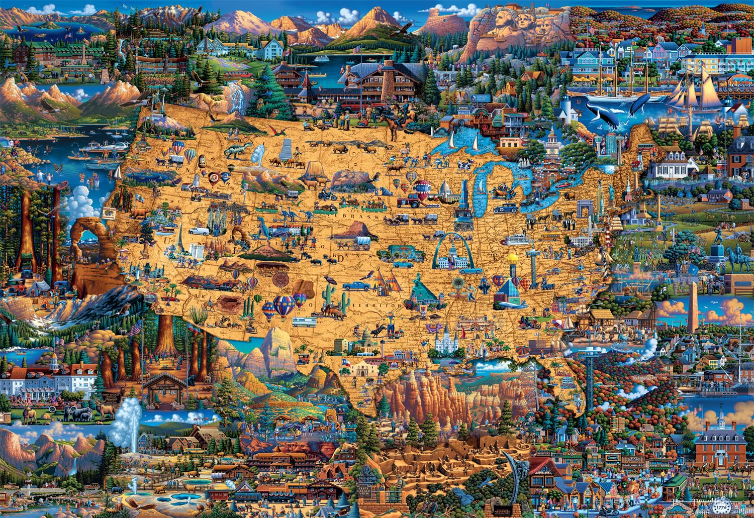 Foto 1 | Rompecabezas Buffalo Games Dowdle National Parks Map, 2000 Unidades - Venta Internacional.