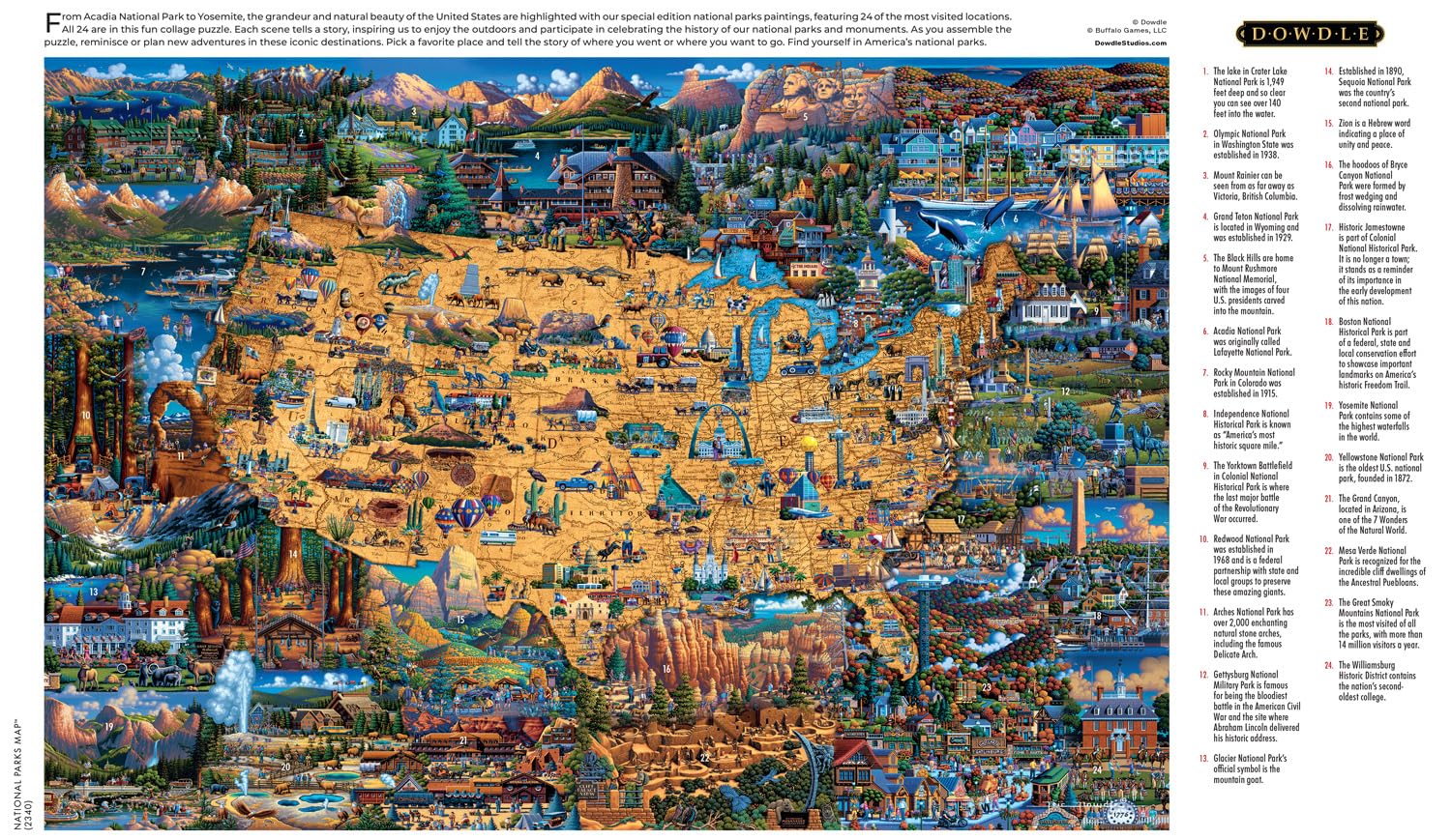 Foto 6 pulgar | Rompecabezas Buffalo Games Dowdle National Parks Map, 2000 Unidades - Venta Internacional.