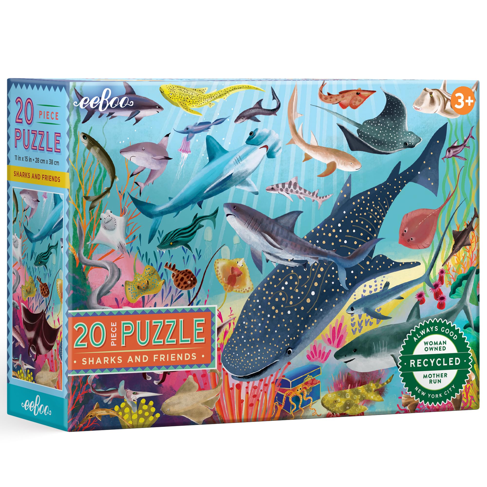 Foto 2 pulgar | Puzle Eeboo Sharks & Friends, 20 Piezas, Para Niños De Más De 3 Años - Venta Internacional.