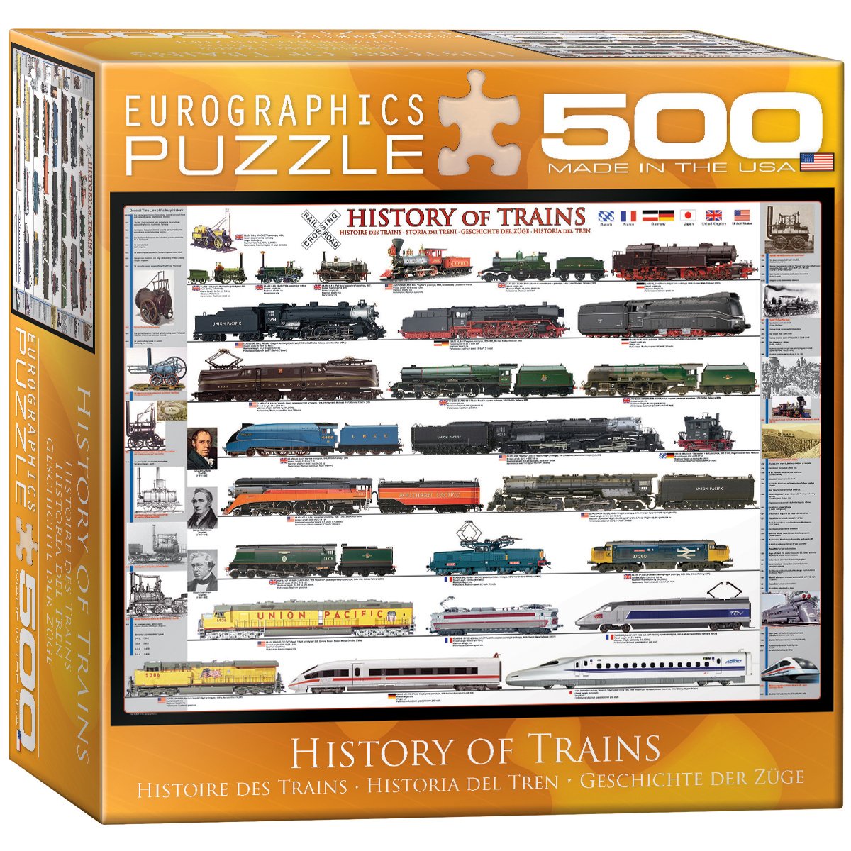 Foto 2 pulgar | Puzzle Eurographics: Historia De Los Trenes, 500 Piezas - Venta Internacional.