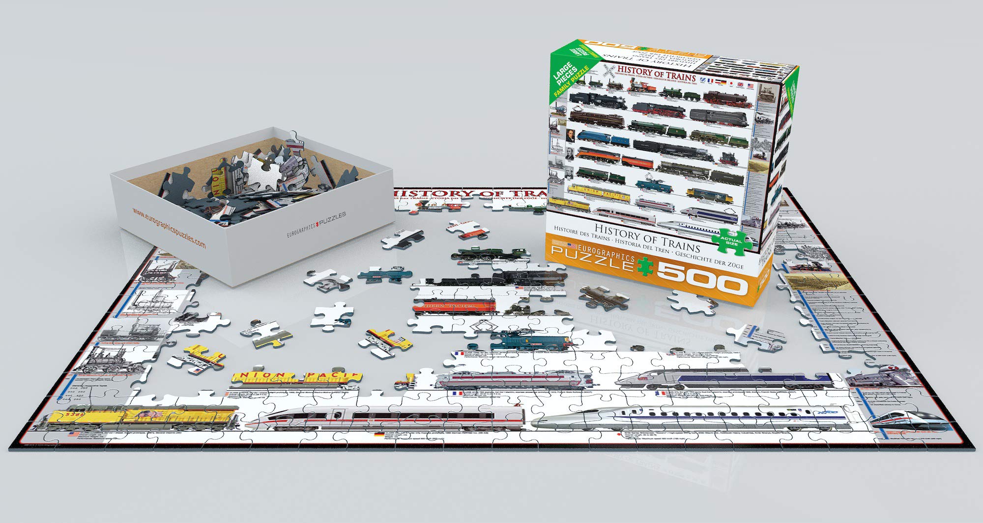 Foto 4 pulgar | Puzzle Eurographics: Historia De Los Trenes, 500 Piezas - Venta Internacional.