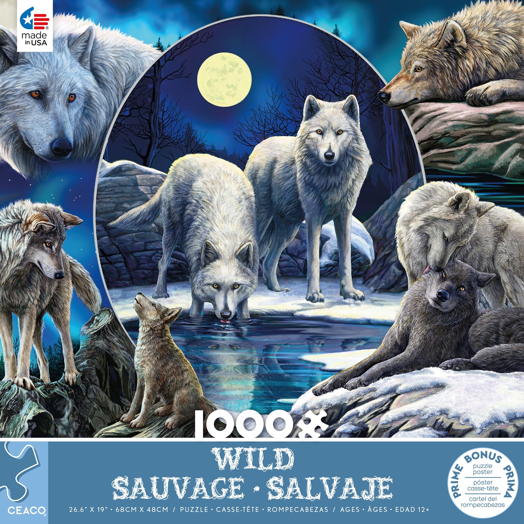 Rompecabezas Ceaco Lisa Parker Wild Wolves Collage 1000 Unidades - Venta Internacional.