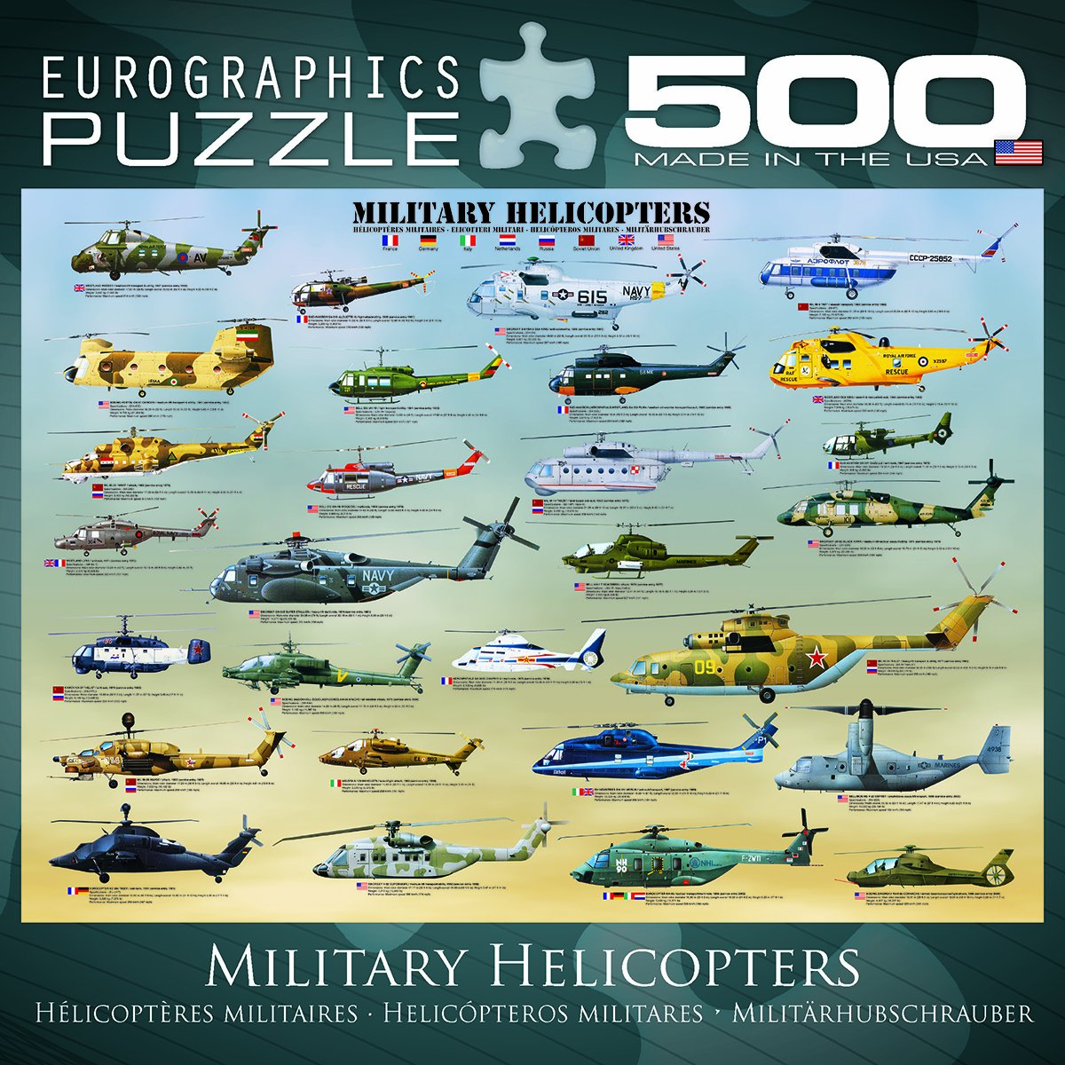 Foto 5 pulgar | Puzzle Eurographics Military Helicopters De 500 Piezas - Venta Internacional.