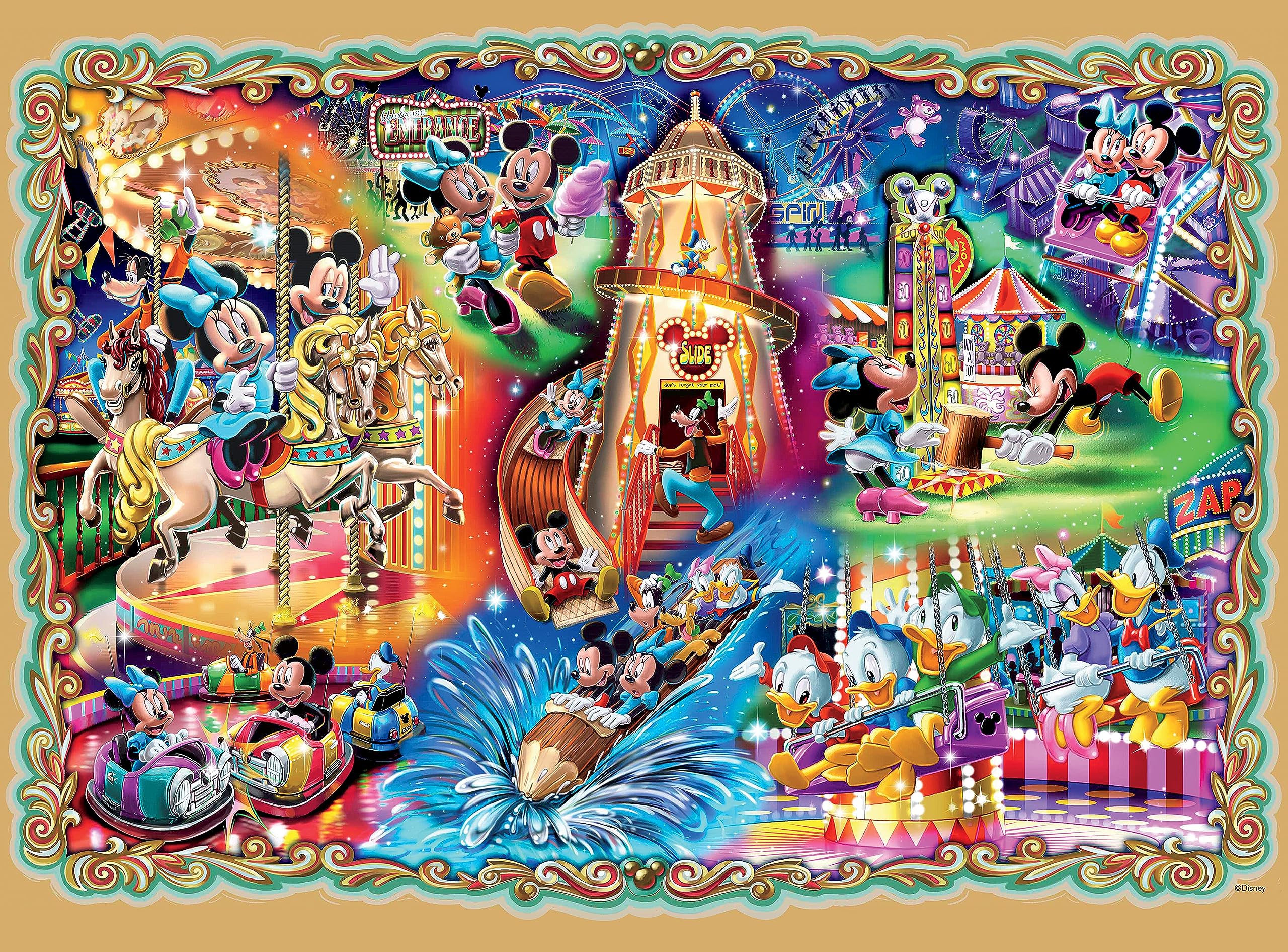 Rompecabezas Ceaco Silver Select Disney Mickey's Carnival, 1000 Unidades - Venta Internacional.