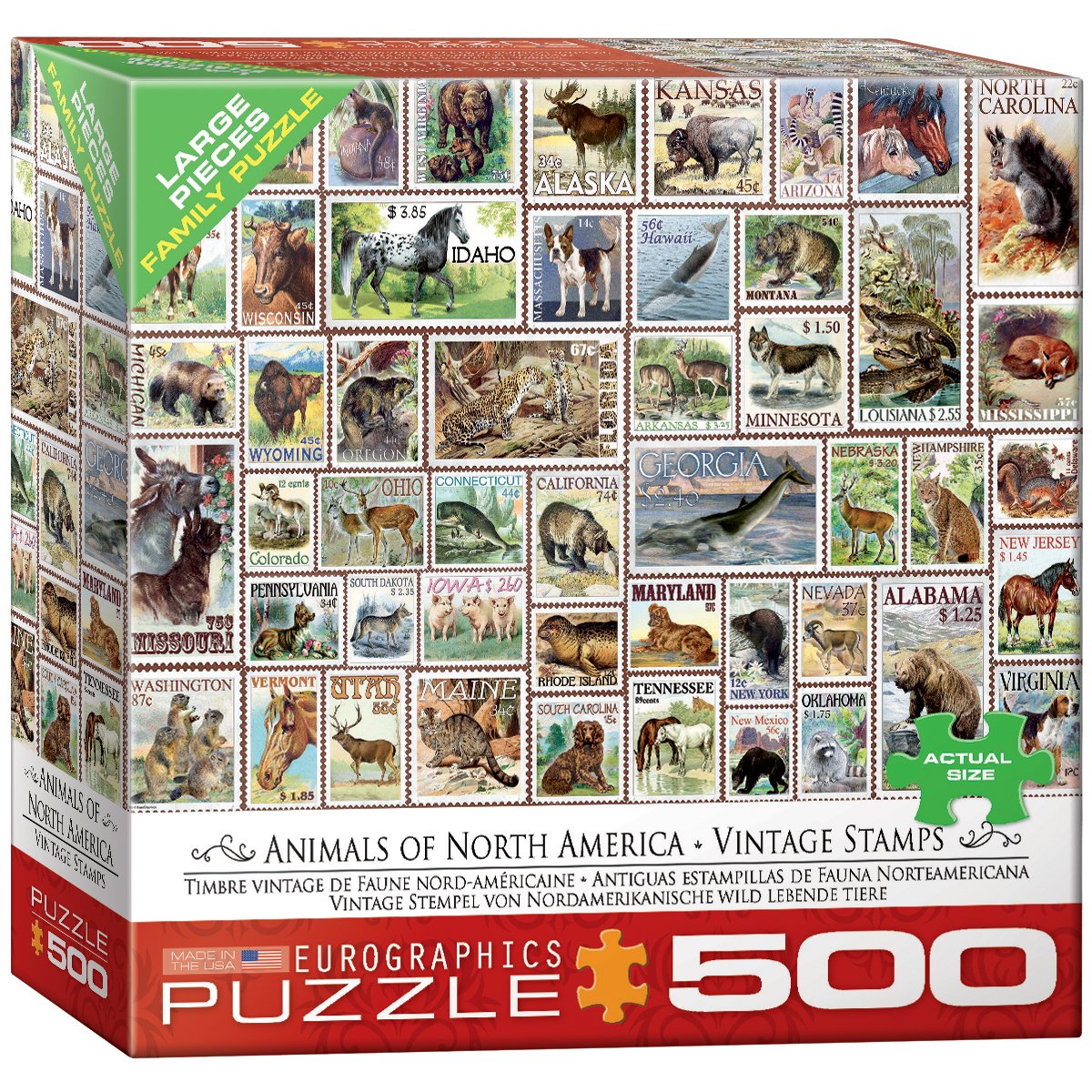 Foto 2 pulgar | Puzzle Eurographics Eurhr North American Wildlife 500 Piezas - Venta Internacional.