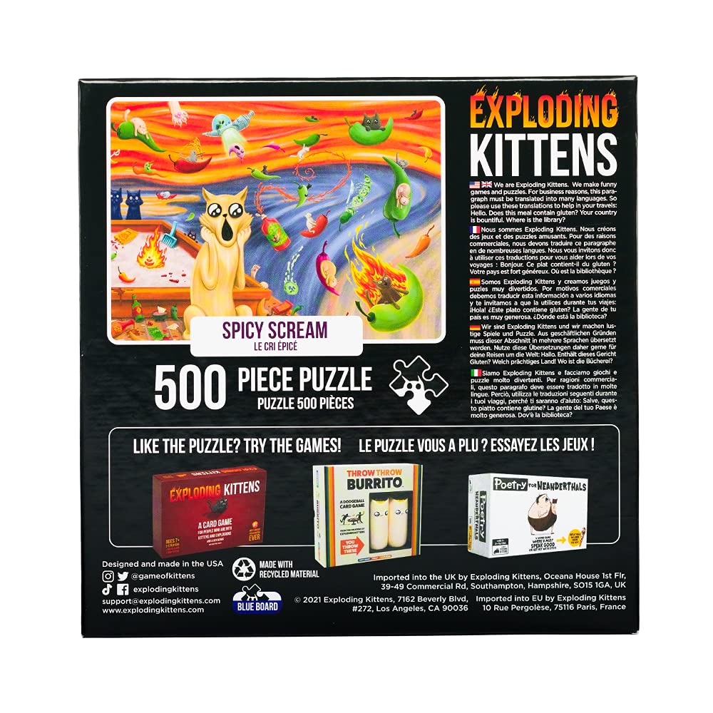 Foto 3 pulgar | Rompecabezas Exploding Kittens Spicy Scream 500 Piezas - Venta Internacional.