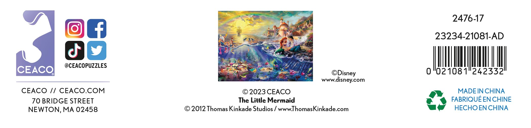 Foto 8 pulgar | Rompecabezas Ceaco Disney Thomas Kinkade La Sirenita - Venta Internacional.