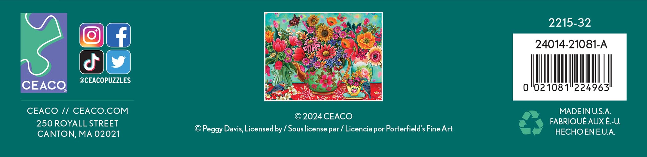 Foto 7 pulgar | Rompecabezas Ceaco Peggy Davis Colorful Garden De 300 Piezas - Venta Internacional.