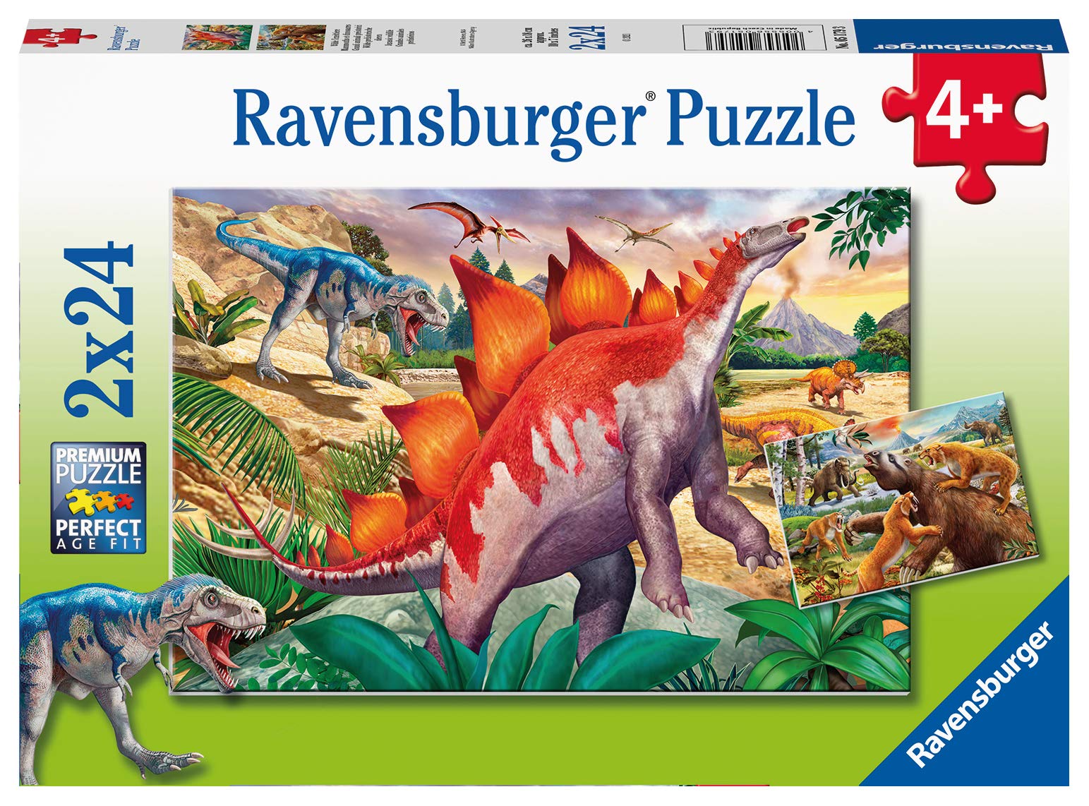 Juego De Rompecabezas Ravensburger Jurassic Wildlife De 2 X 24 Piezas Para Niños - Venta Internacional.