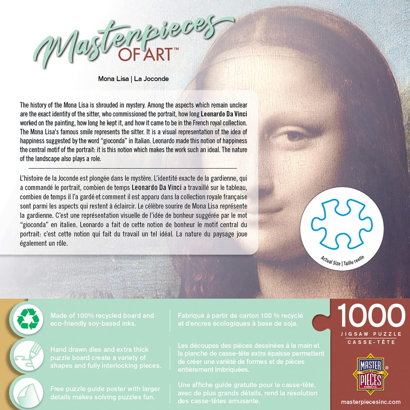 Foto 4 pulgar | Rompecabezas Masterpieces Mona Lisa 1000 Piezas - Venta Internacional.