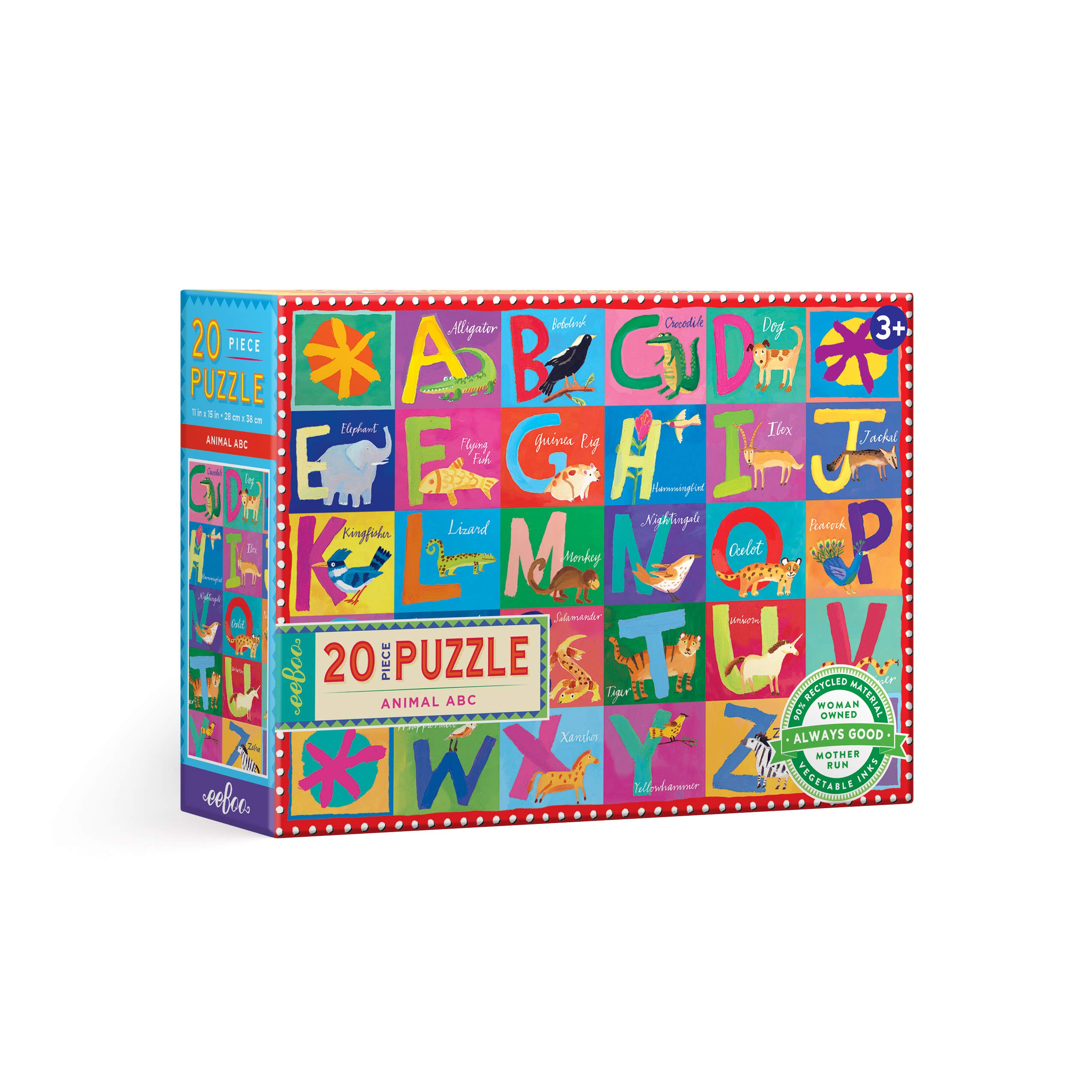 Foto 2 pulgar | Puzzle Eeboo Animal Abc De 20 Piezas Para Niños De 3 Años - Venta Internacional.