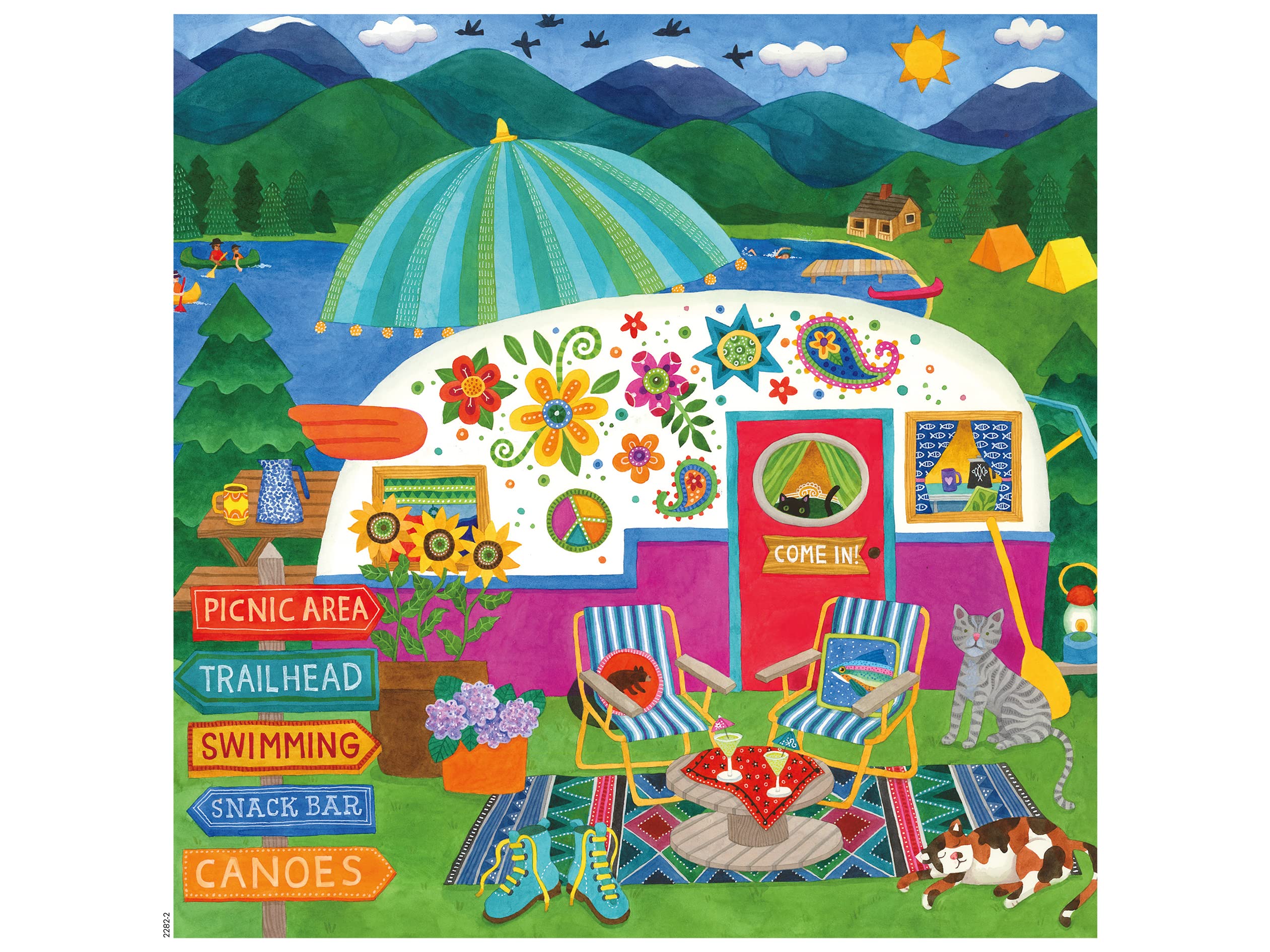 Foto 2 pulgar | Rompecabezas Ceaco Happy Camper Lake Camper 300 Piezas - Venta Internacional.
