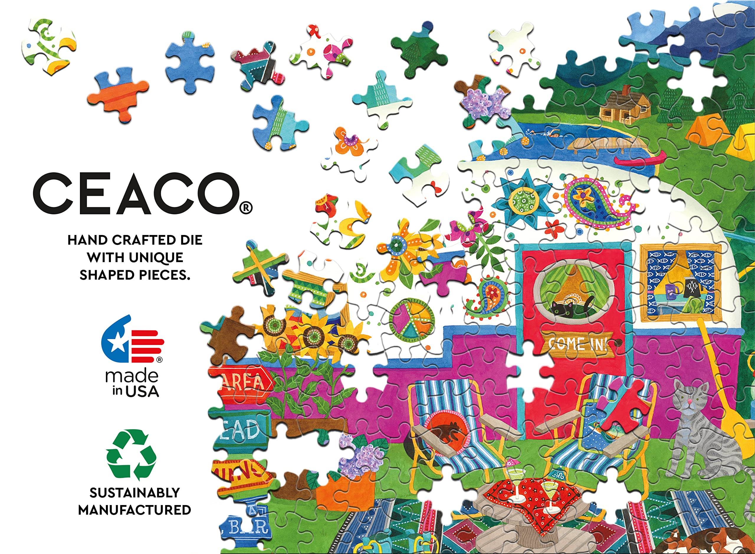 Foto 4 | Rompecabezas Ceaco Happy Camper Lake Camper 300 Piezas - Venta Internacional.
