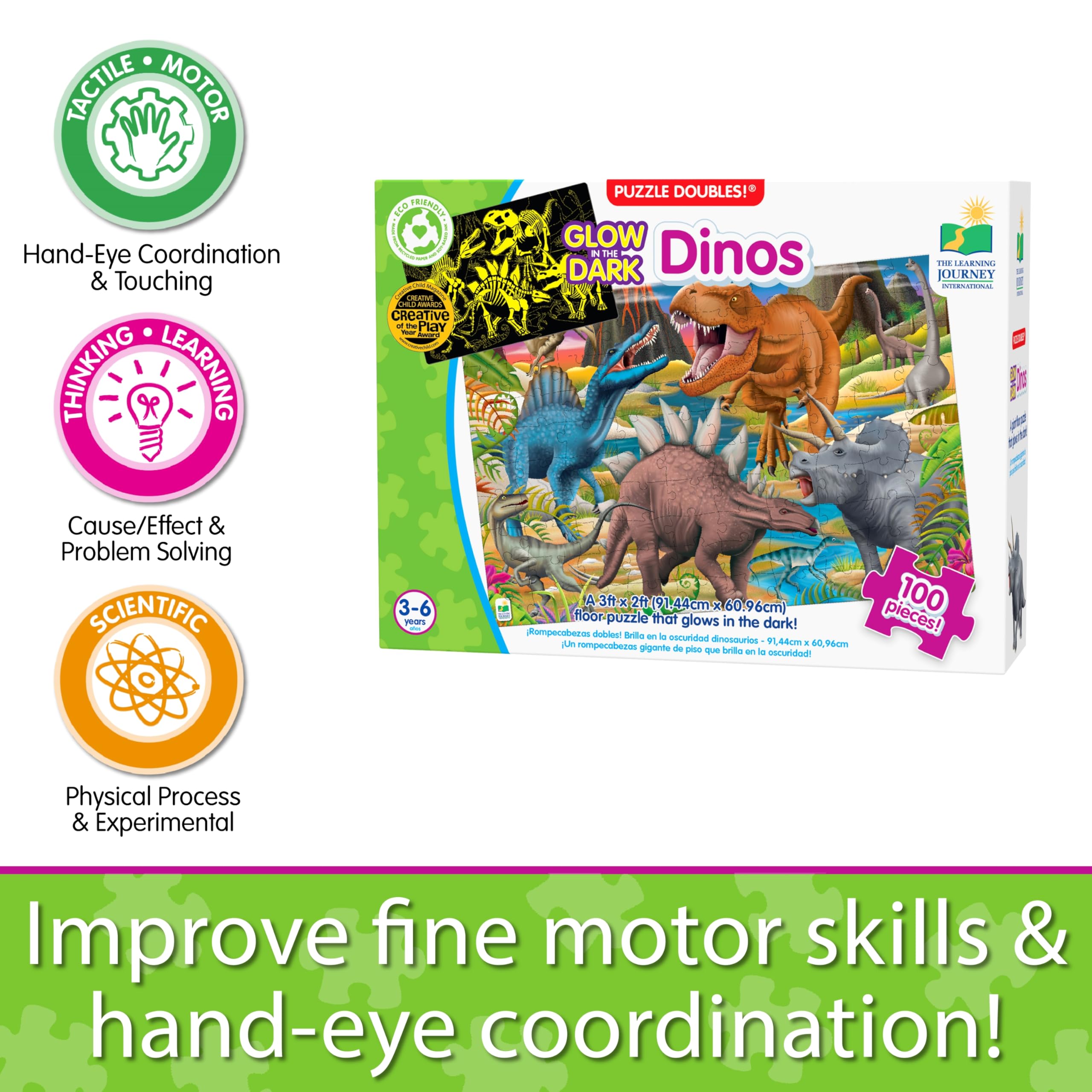 Foto 7 pulgar | Puzle El Viaje De Aprendizaje: Dinosaurios Que Brillan En La Oscuridad, 100 Piezas - Venta Internacional.