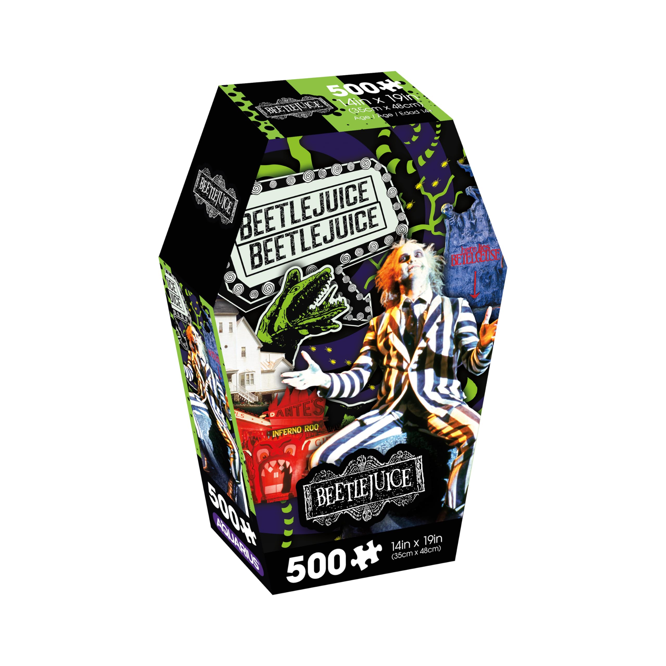 Puzzle Aquarius Beetlejuice 500 Piezas En Caja De Ataúd - Venta Internacional.