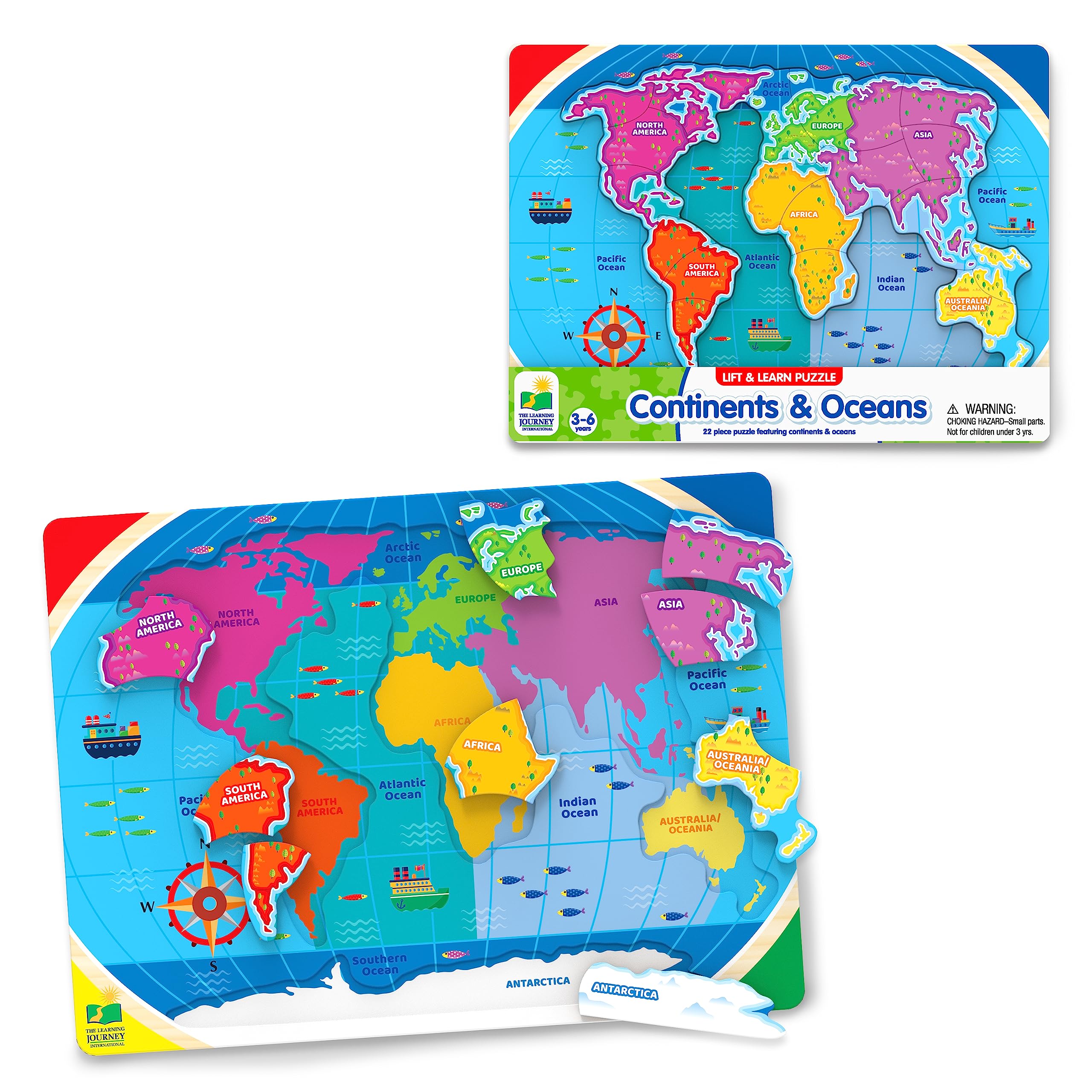 Foto 2 pulgar | Puzzle The Learning Journey Lift & Learn Continentes Y Océanos - Venta Internacional.